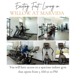 Willow at Marvida a gym with exercise equipment