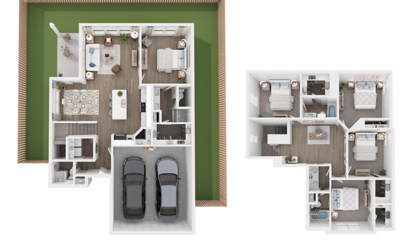 Adair - 5 bedroom floorplan layout with 3.5 bathrooms and 2099 square feet