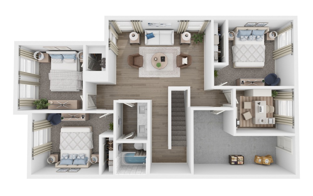 Hickory - 4 bedroom floorplan layout with 2.5 baths and 2110 square feet. (Floor 2)