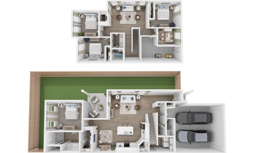 Hickory - 4 bedroom floorplan layout with 2.5 bathrooms and 2110 square feet