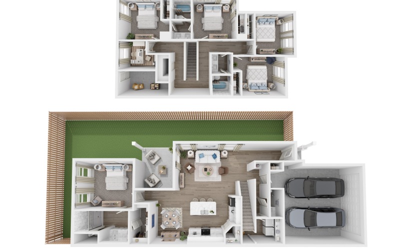 Sage - 5 bedroom floorplan layout with 3.5 bathrooms and 2176 square feet