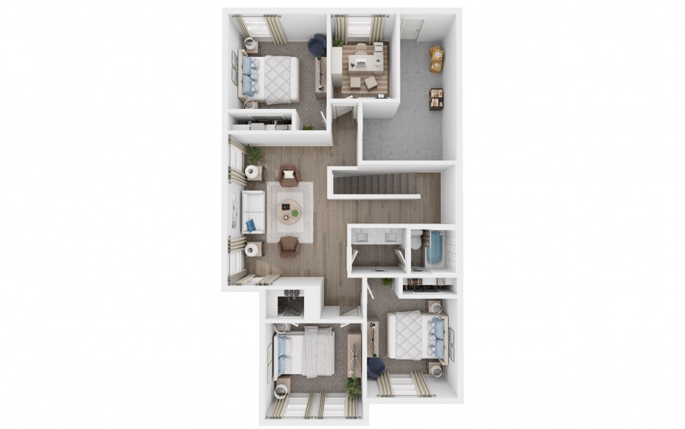 Hickory - 4 bedroom floorplan layout with 2.5 baths and 2110 square feet. (Floor 2)
