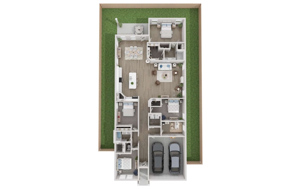 Laurel - 4 bedroom floorplan layout with 2 bathrooms and 2157 square feet