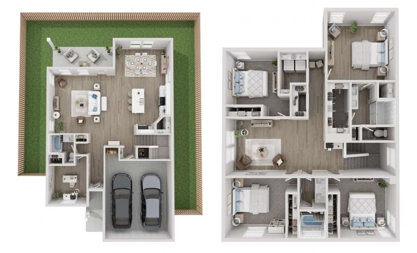 Holly - 5 bedroom floorplan layout with 3 bathrooms and 2461 square feet